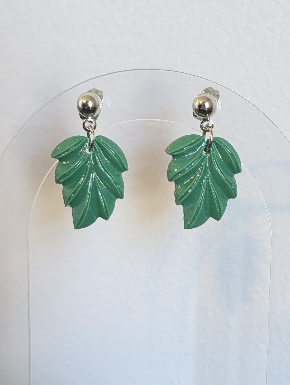 Green Leaf Dangle Earrings